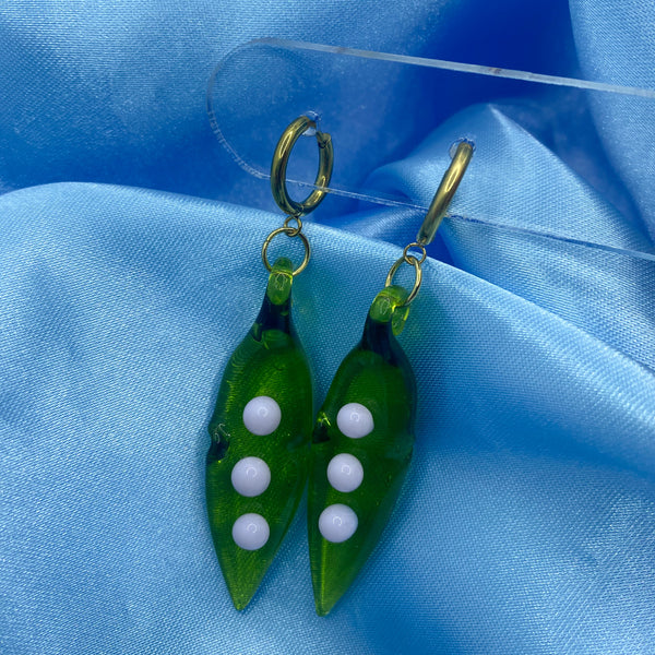 Glass Pea Hoop Earrings