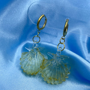 Glass Shell Hoop Earrings