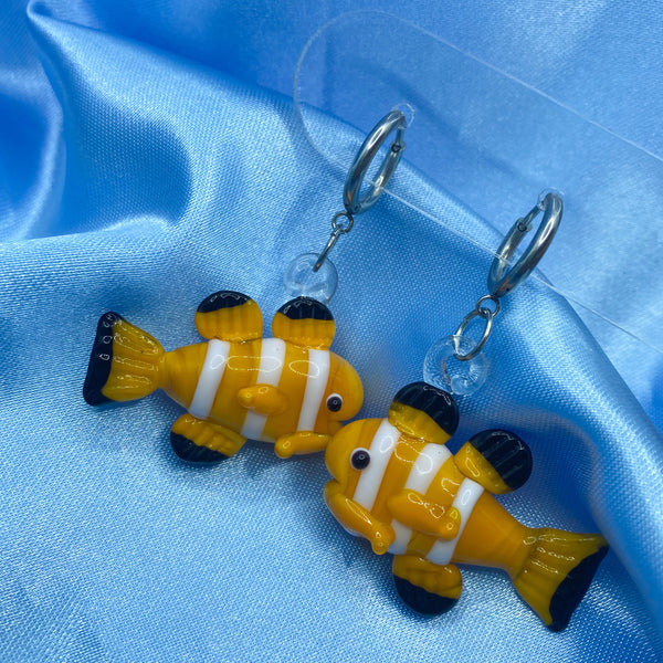 Glass Clownfish Hoop Earrings