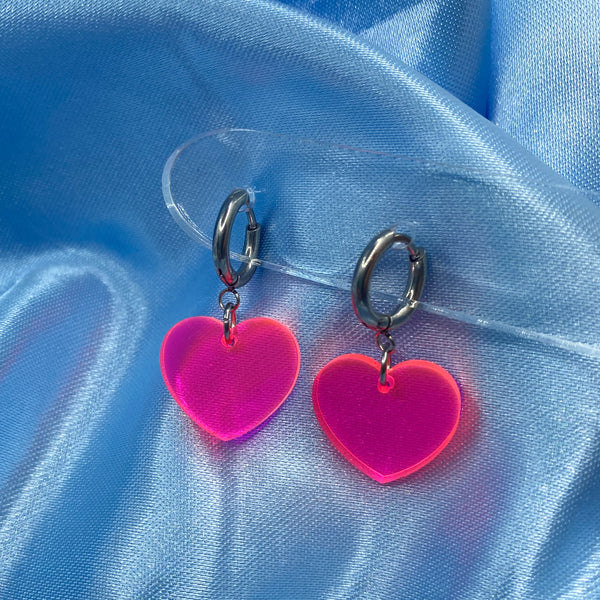 Neon Heart Hoop Earrings