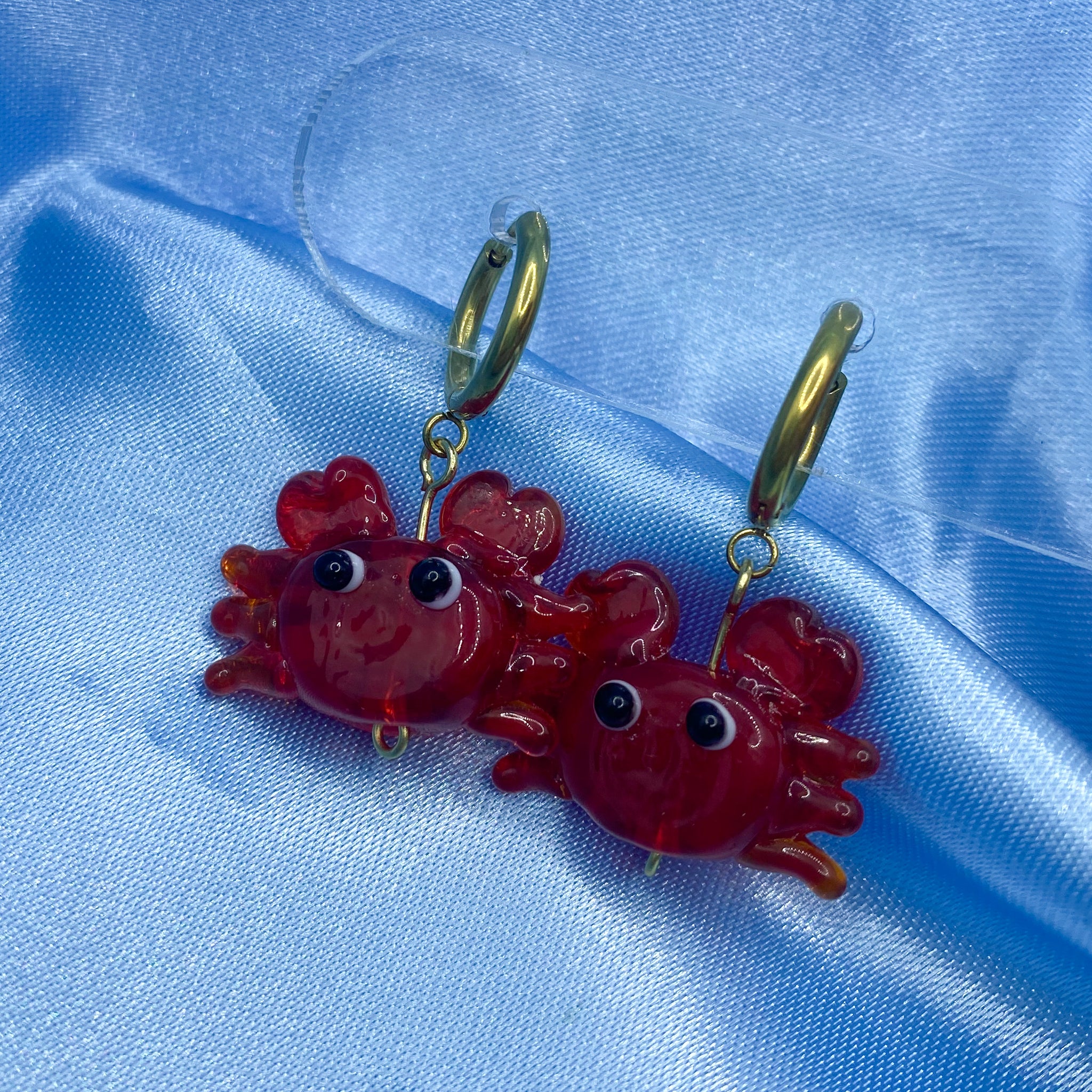 Glass Crab Hoop Earrings