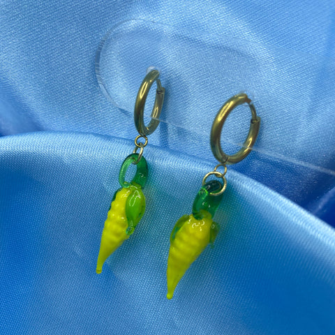 Glass Corn Hoop Earrings