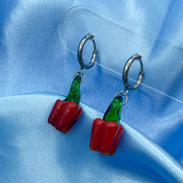 Glass Capsicum Hoop Earrings