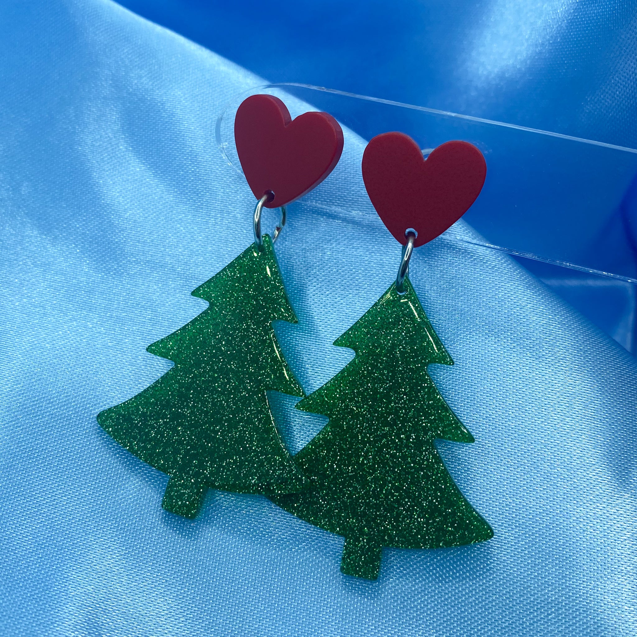 Christmas Tree Heart Studs