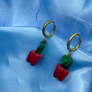 Glass Capsicum Hoop Earrings