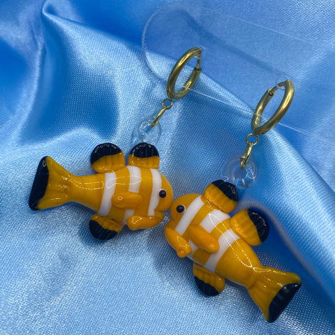 Glass Clownfish Hoop Earrings