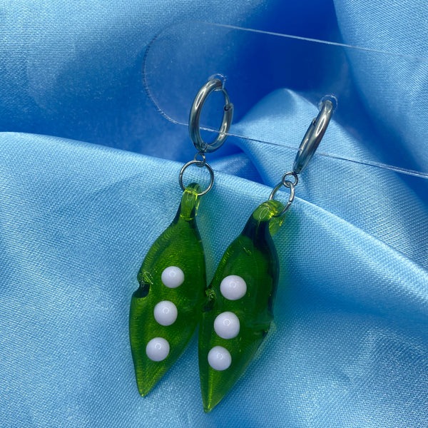 Glass Pea Hoop Earrings