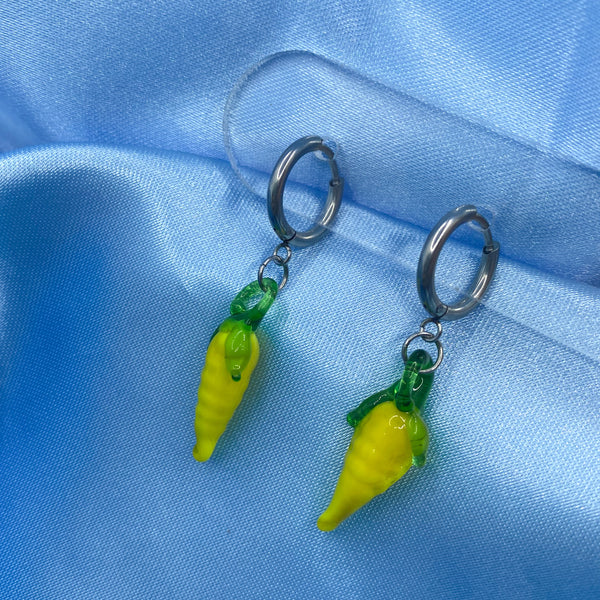 Glass Corn Hoop Earrings