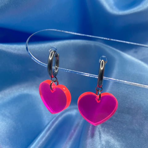 Neon Heart Hoop Earrings