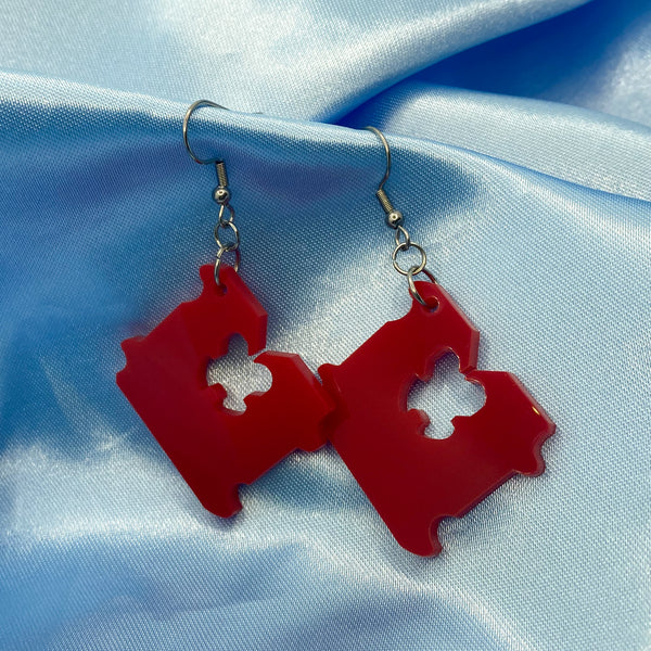 Bread Tag Earrings - Red