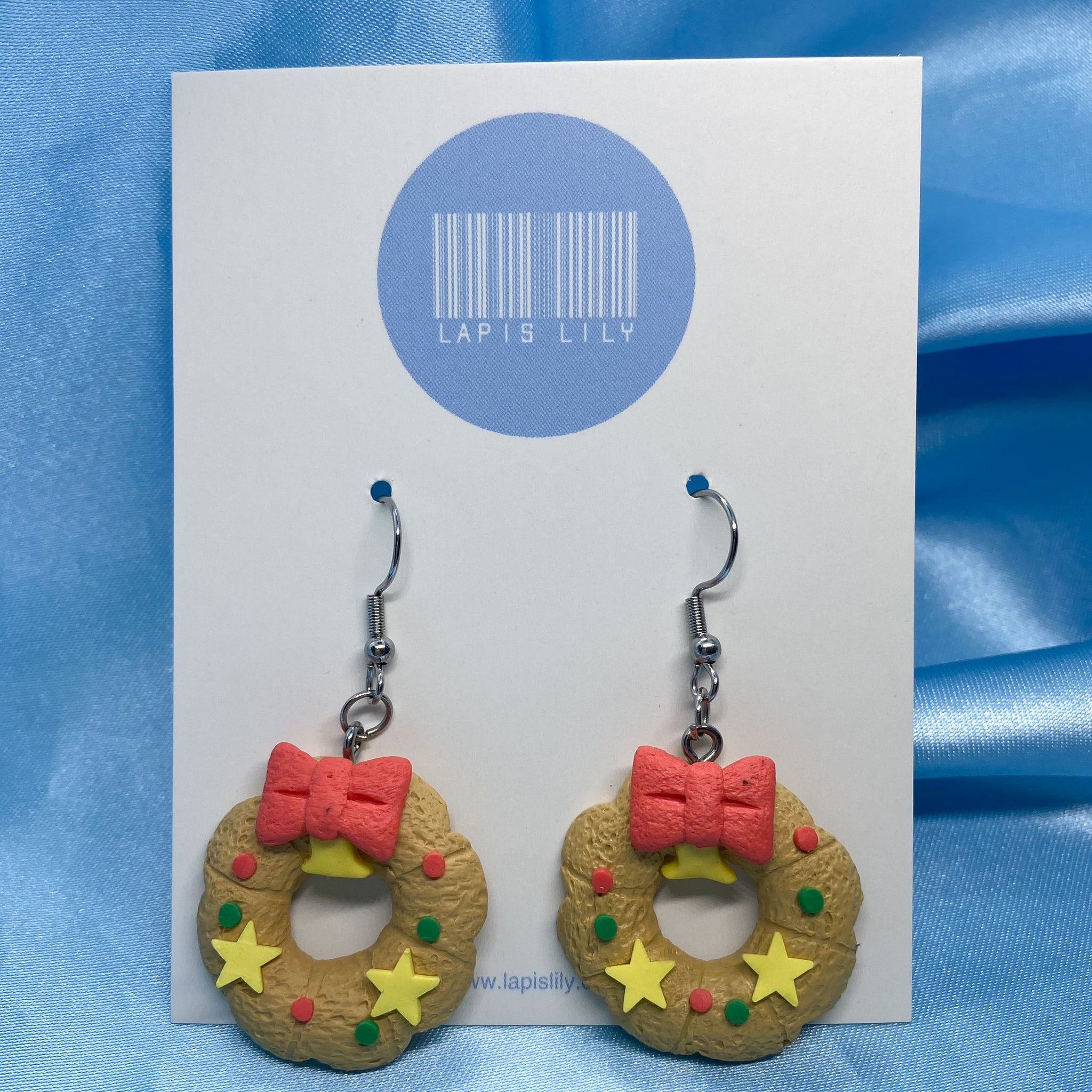 Christmas Gingerbread Wreath Earrings