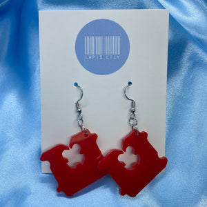 Bread Tag Earrings - Red