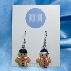 Christmas Gingerbread Snowman Earrings